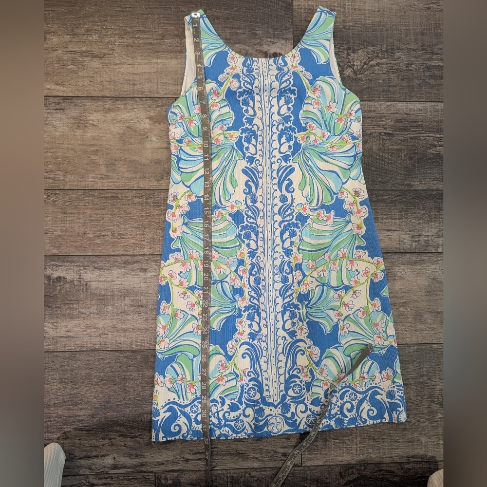 Lilly Pulitzer Cathy Blue Floral-Patterned Sleeveless Shift Dress Sz 00 - Picture 6 of 6